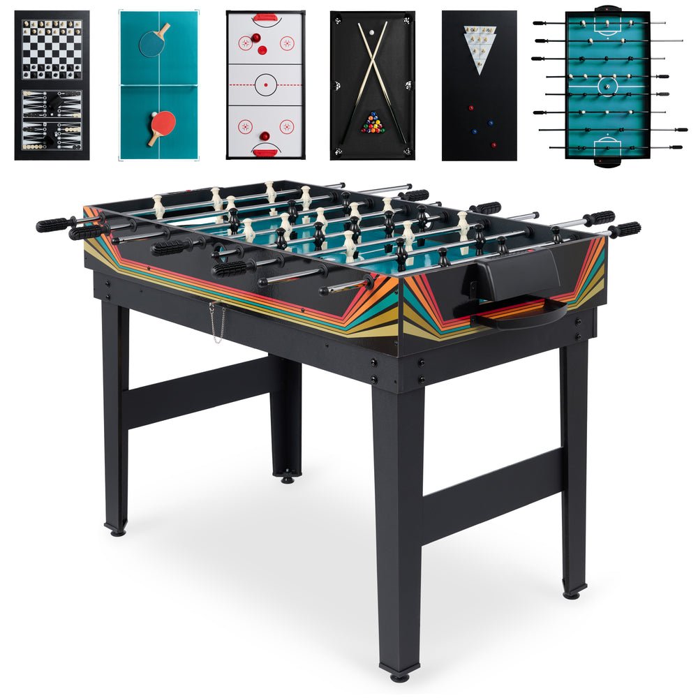 10 - in - 1 Combo Game Table Set w/ Pool, Foosball, Ping Pong, Chess - 2x4ft - Saiyora&Zubaid