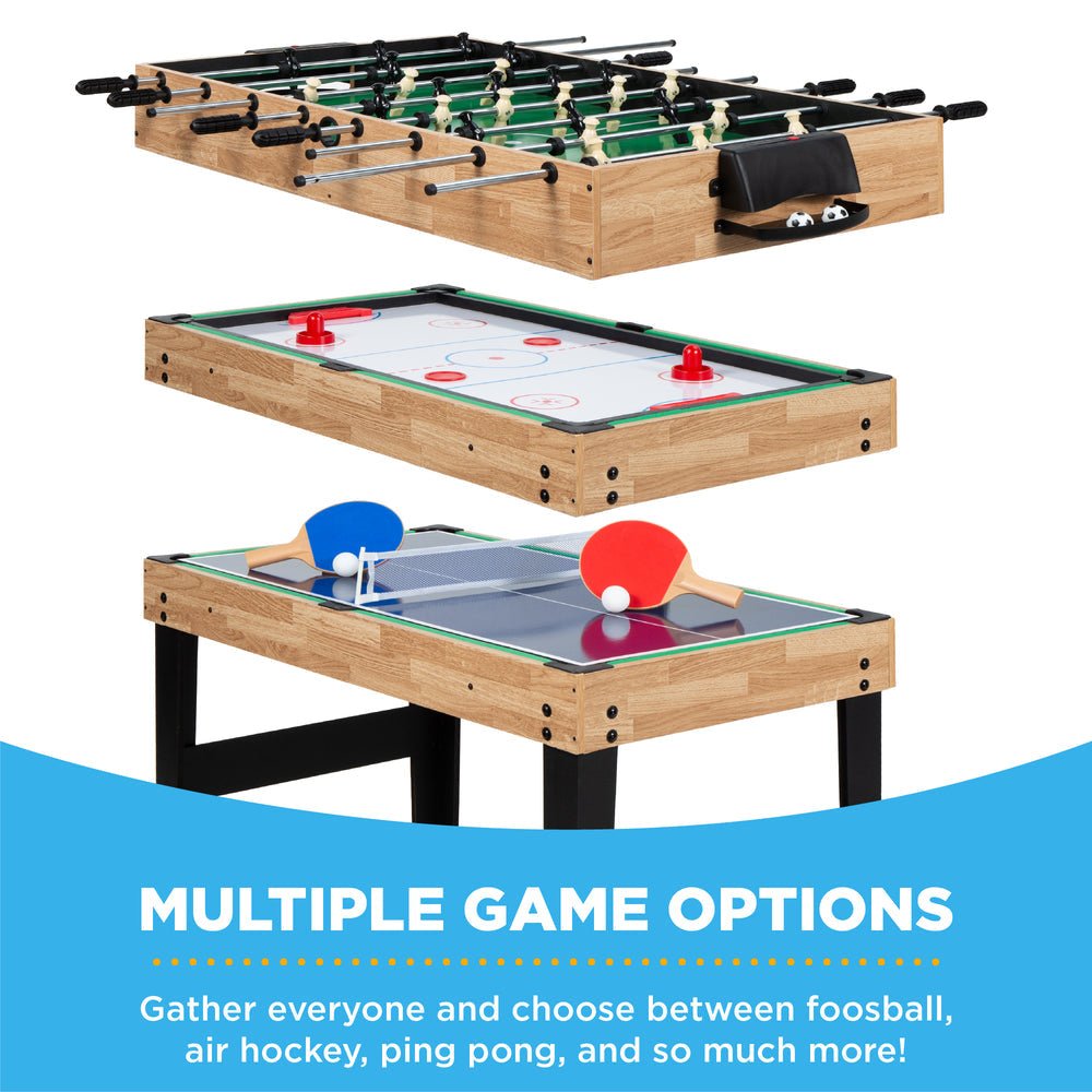 10 - in - 1 Combo Game Table Set w/ Pool, Foosball, Ping Pong, Chess - 2x4ft - Saiyora&Zubaid