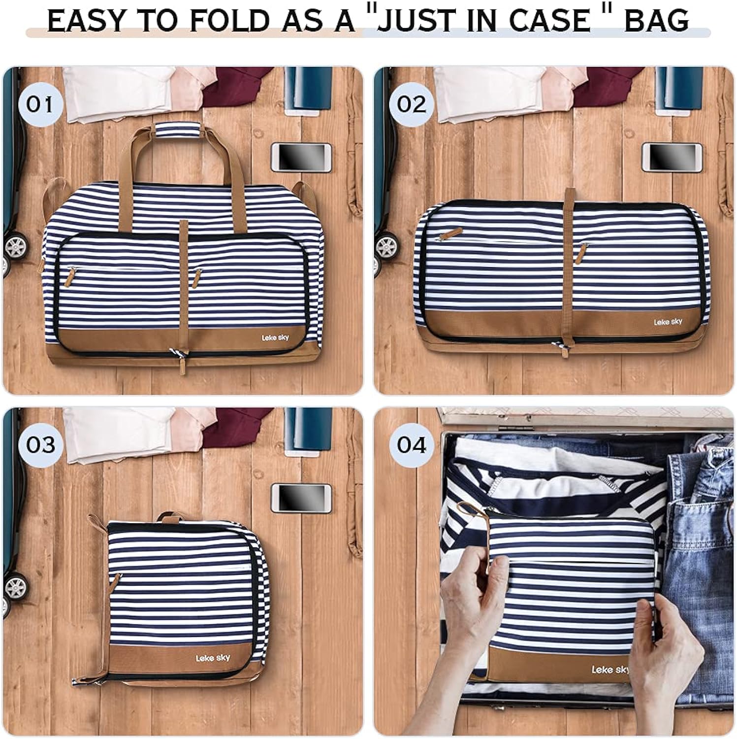 150L Foldable Travel Duffel Bag with Shoe Compartment (Stripe) - Saiyora&Zubaid