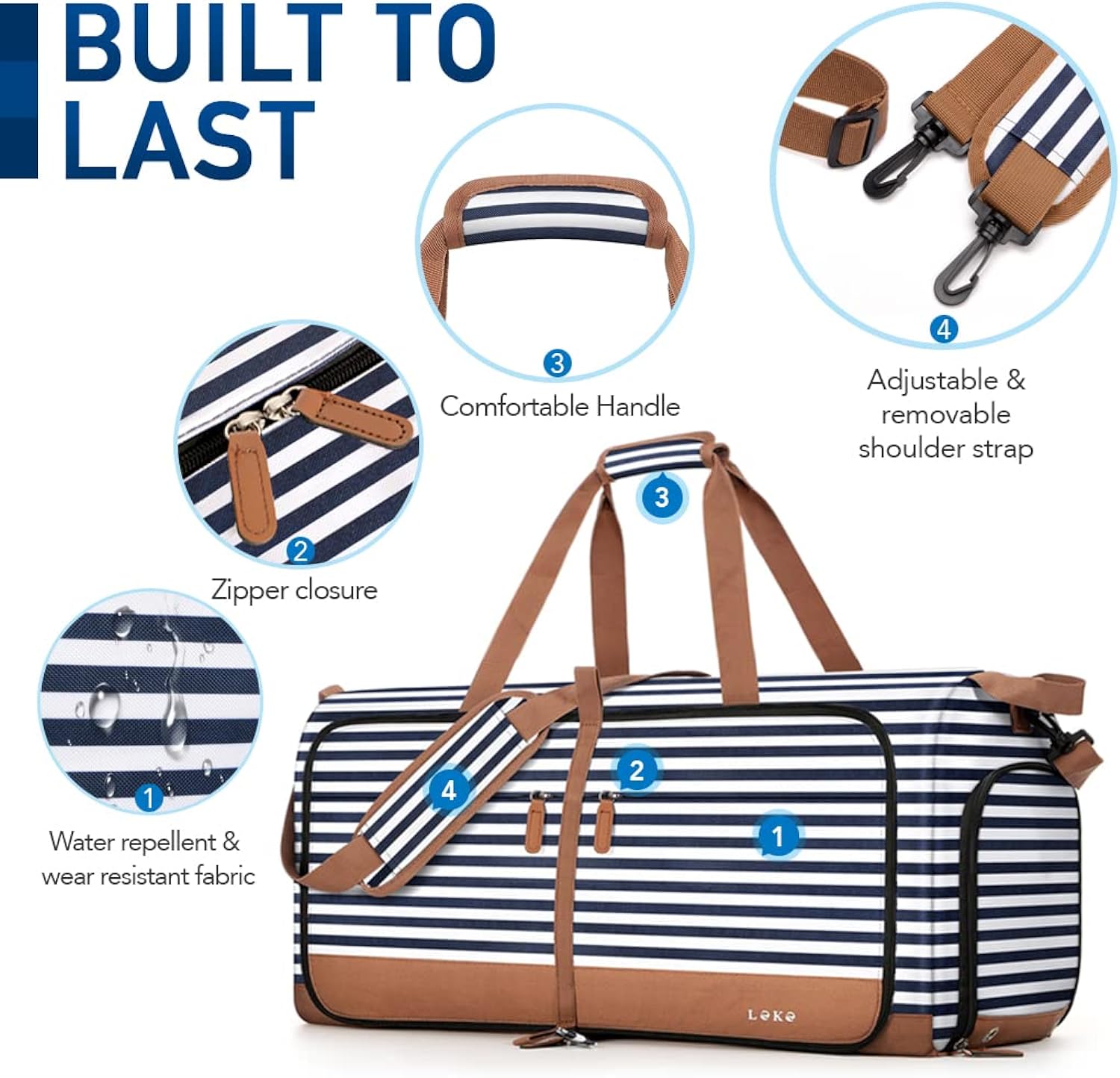 150L Foldable Travel Duffel Bag with Shoe Compartment (Stripe) - Saiyora&Zubaid