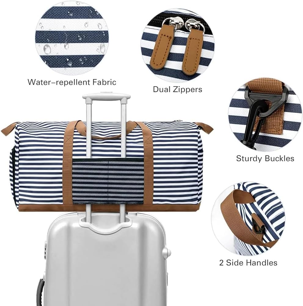 150L Foldable Travel Duffel Bag with Shoe Compartment (Stripe) - Saiyora&Zubaid