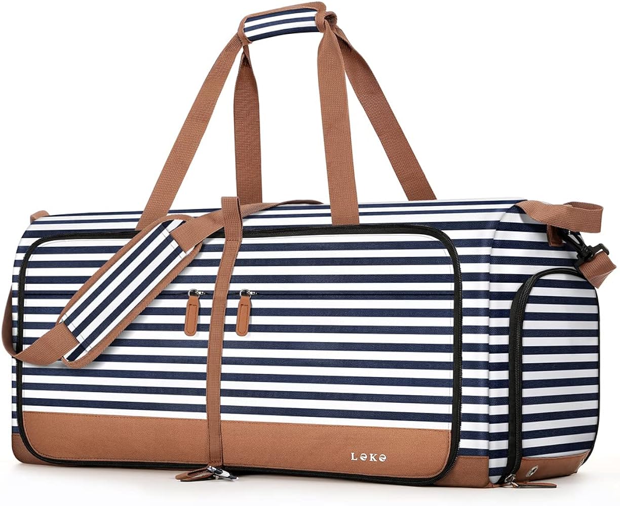 150L Foldable Travel Duffel Bag with Shoe Compartment (Stripe) - Saiyora&Zubaid