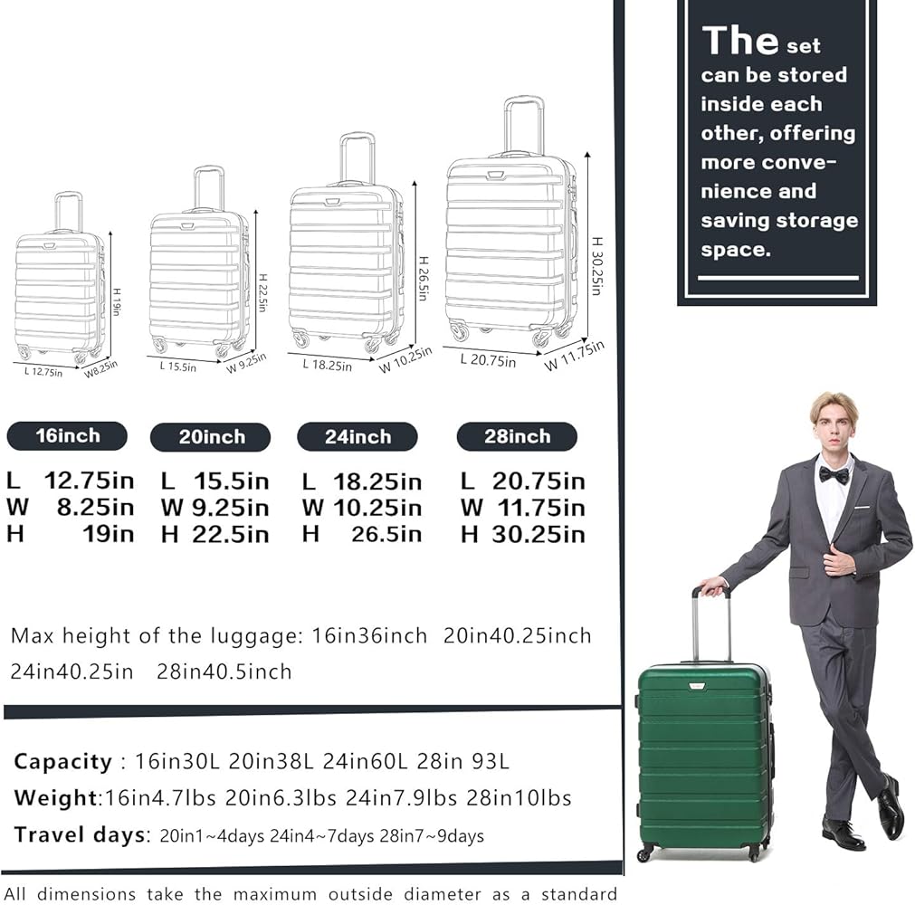 "4 - Piece Hardshell Spinner Luggage Set with TSA Lock" - Saiyora&Zubaid