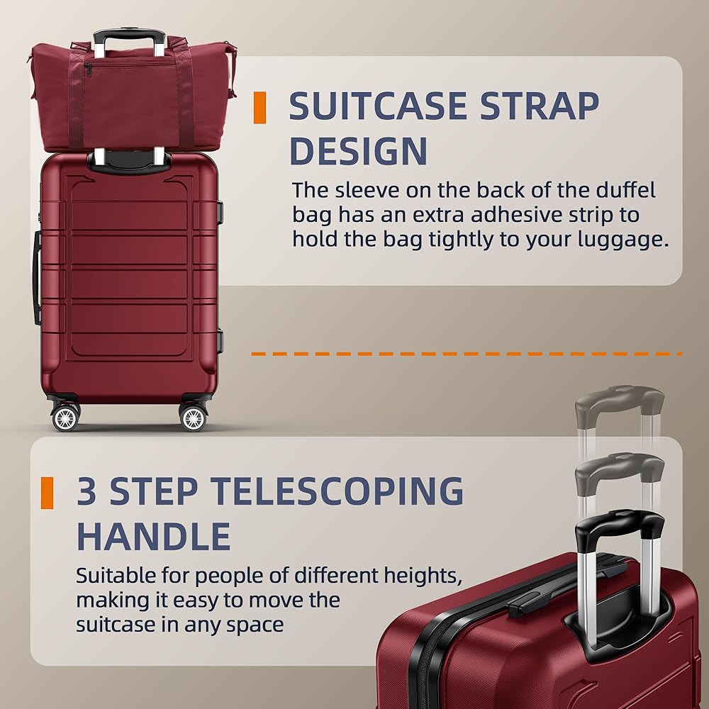 "5 - Piece Expandable Luggage Set, PC+ABS, TSA Lock, Wine Red" - Saiyora&Zubaid