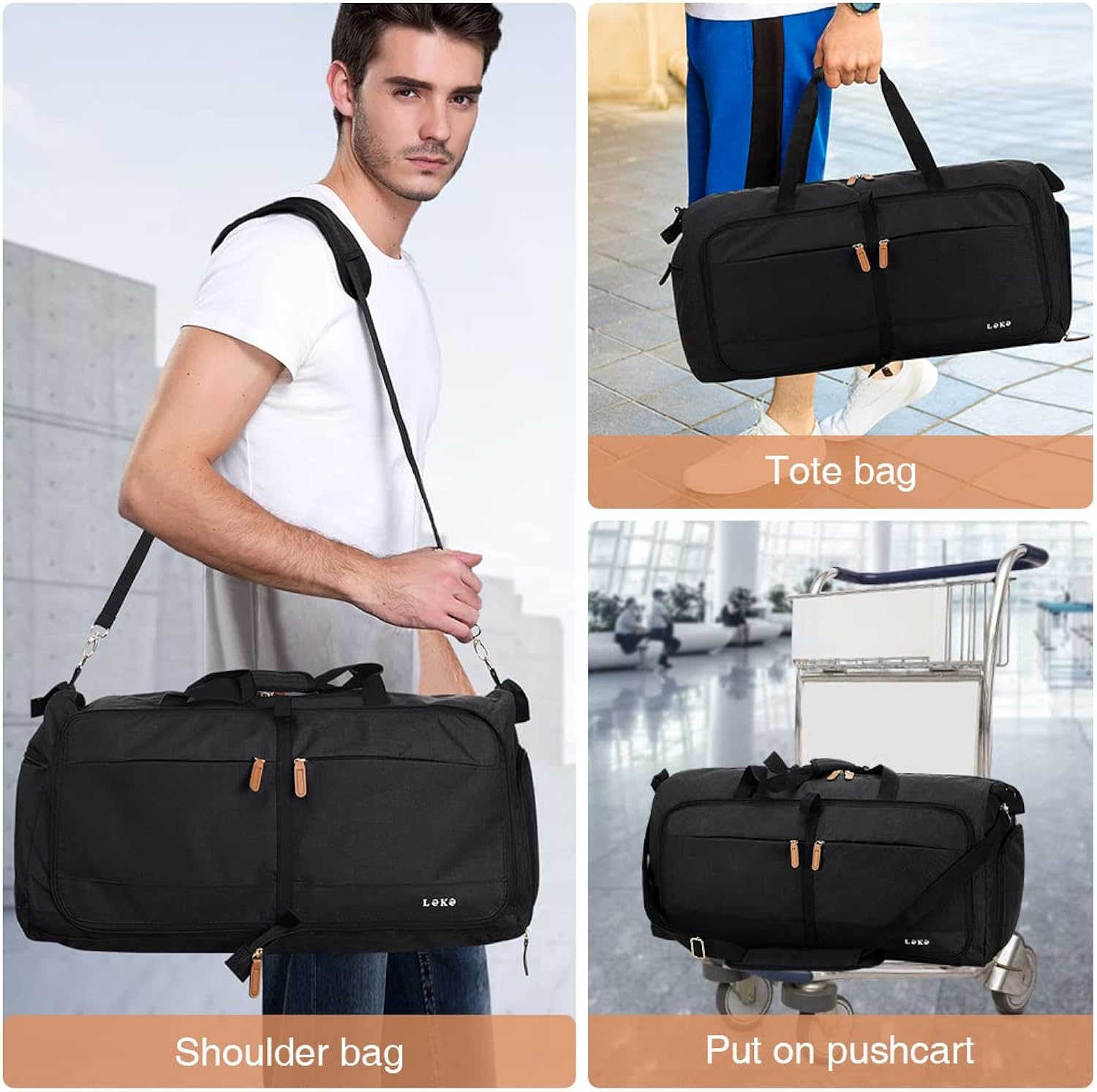 60L Foldable Travel Duffle Bag with Shoe Compartment - Saiyora&Zubaid