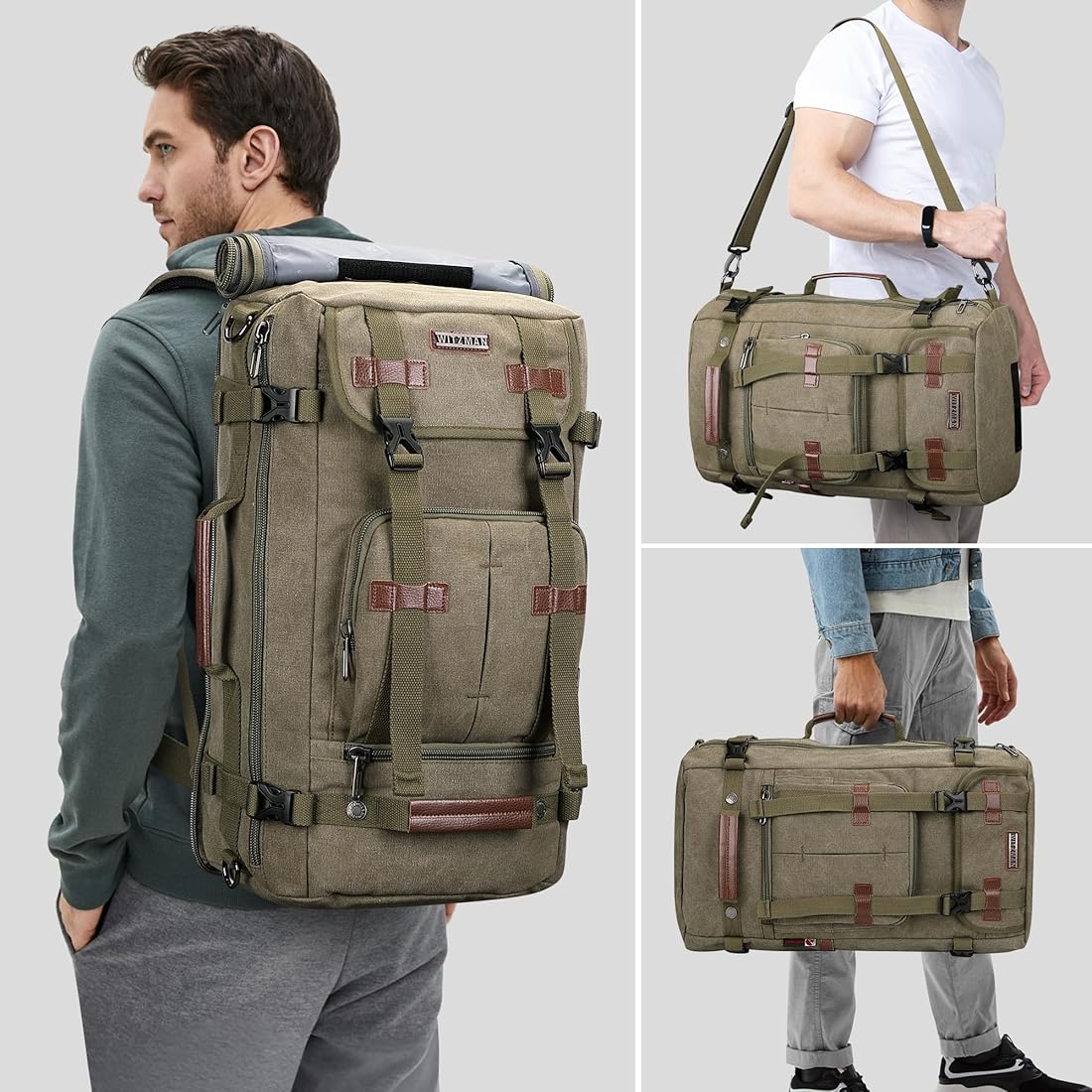 Canvas Backpack Vintage Travel Backpack Large Laptop Bags Convertible Shoulder Rucksack