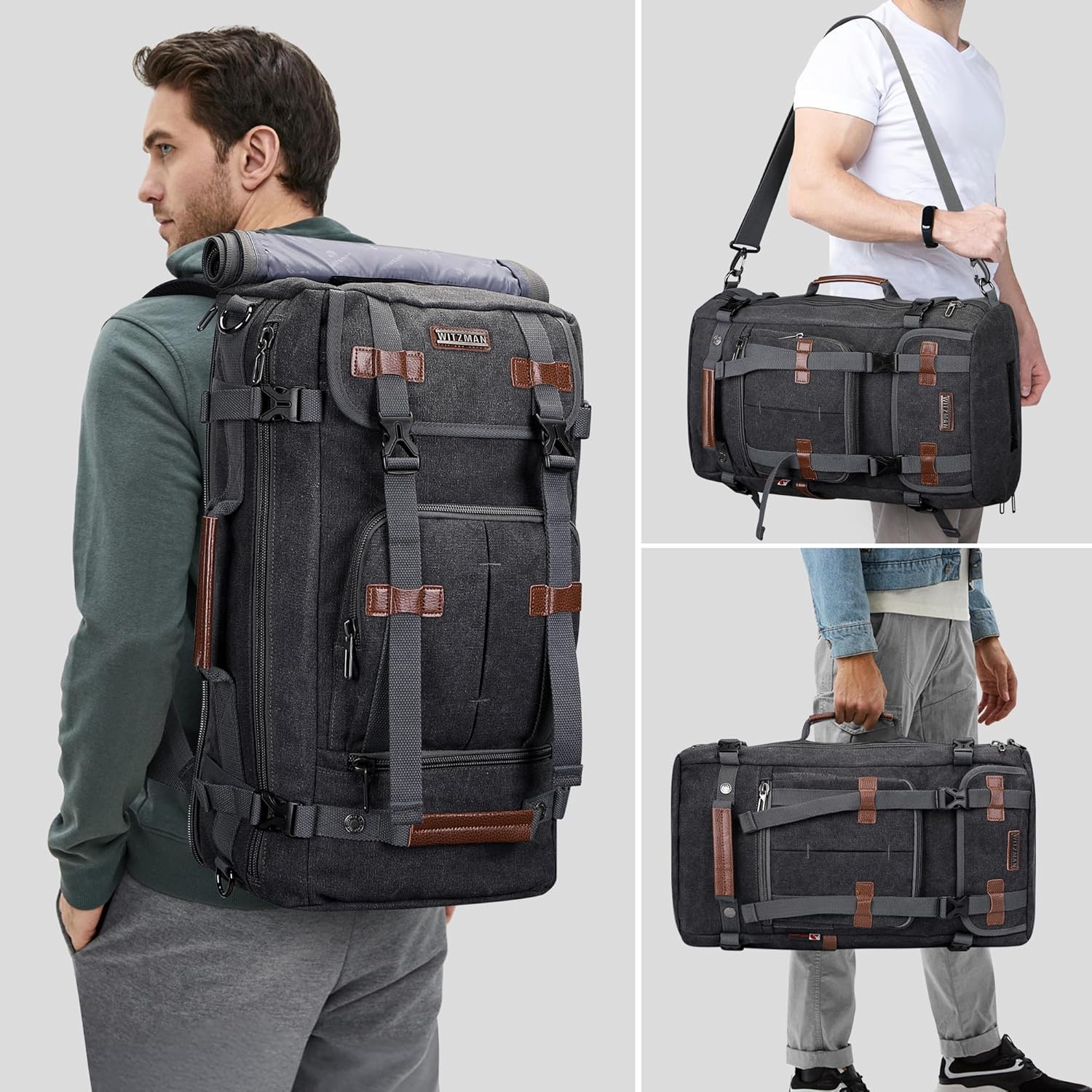 Canvas Backpack Vintage Travel Backpack Large Laptop Bags Convertible Shoulder Rucksack