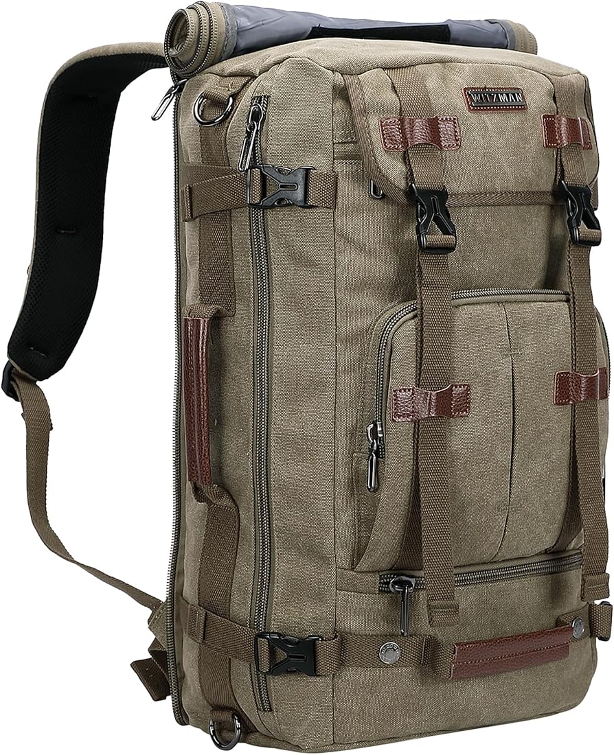 Canvas Backpack Vintage Travel Backpack Large Laptop Bags Convertible Shoulder Rucksack