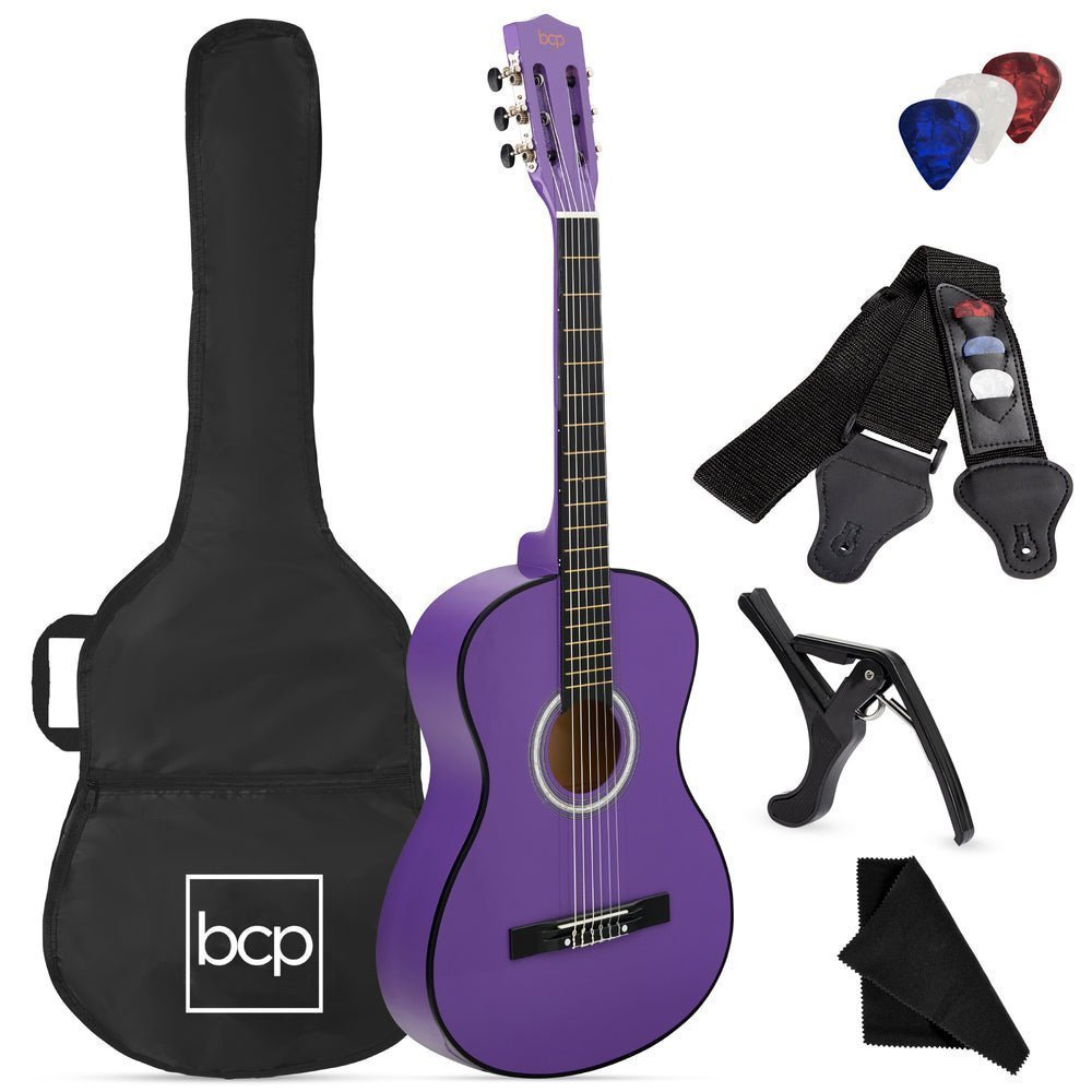 Beginner Acoustic Guitar Set w/ Case, Strap, Strings - 38in - Saiyora&Zubaid