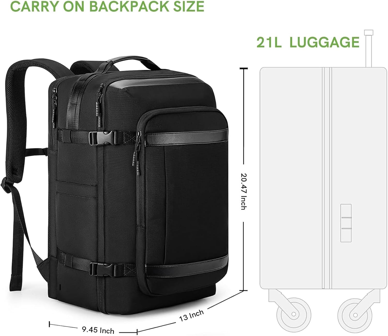 Flight - Approved Expandable Travel Backpack, fits 17.3" Laptop, with Toiletry Bag. - Saiyora&Zubaid