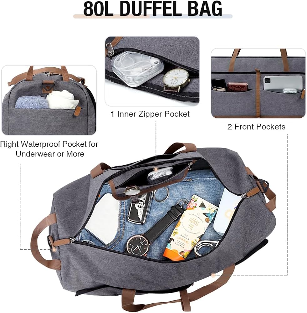 Foldable 80L Travel Duffel Bag with Shoe Compartment - Saiyora&Zubaid