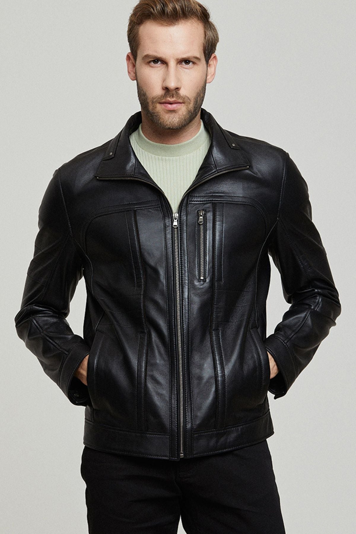 Men's Black Leather Jacket - Saiyora&Zubaid