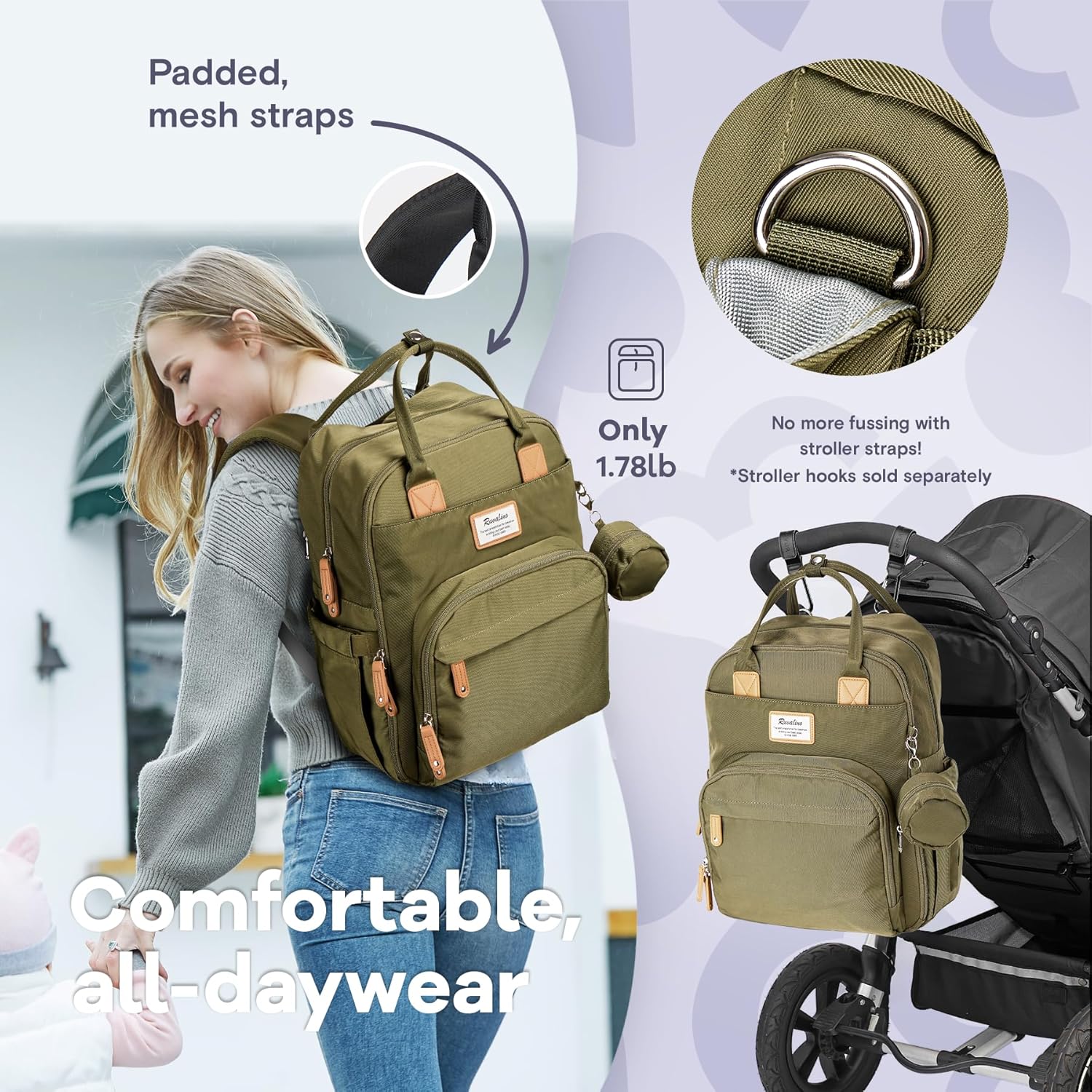 "Multifunction Waterproof Diaper Bag Backpack with Changing Pad & Stroller D - Ring" Unisex - Saiyora&Zubaid