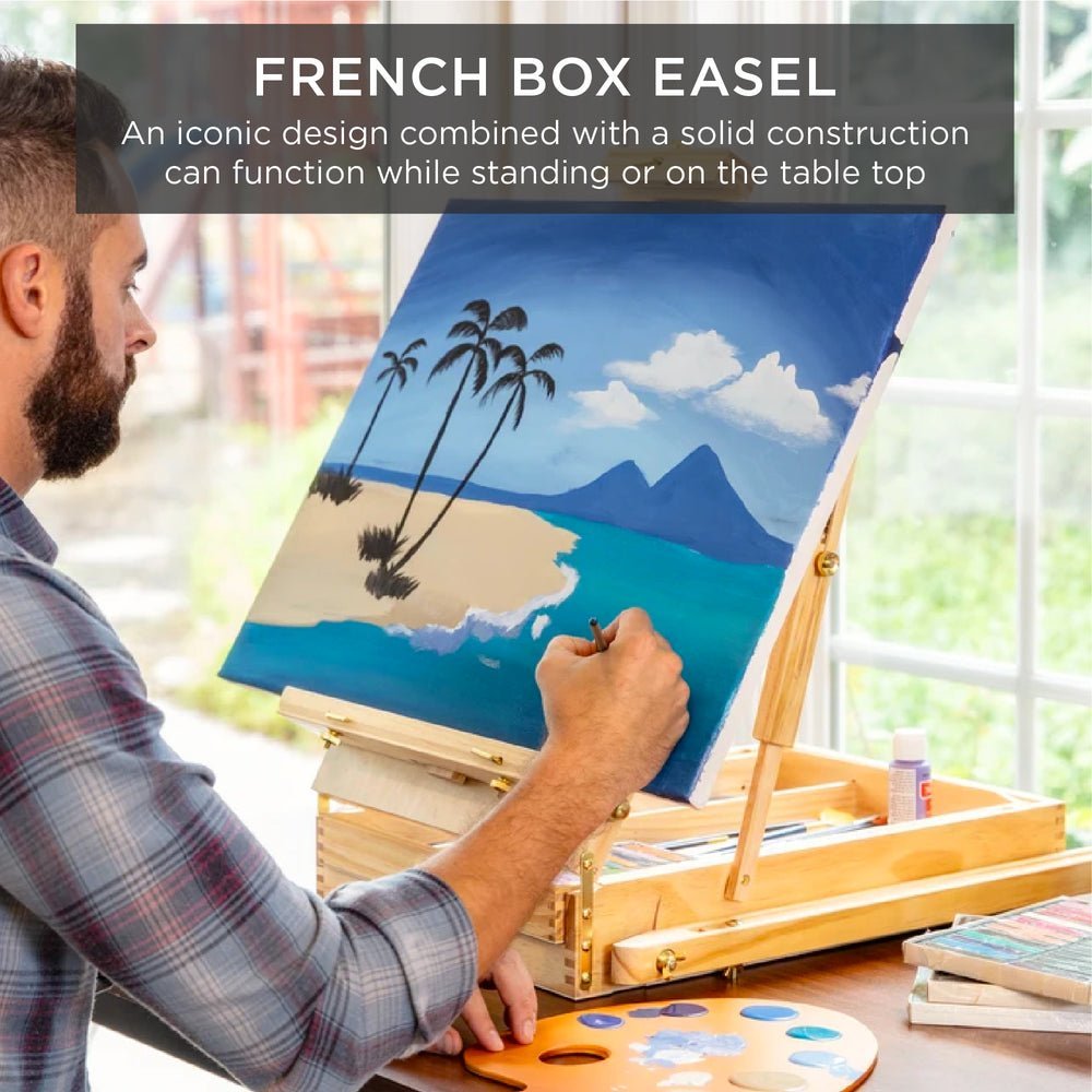 Portable Wooden French Easel w/ 32pc Beginners Kit - Saiyora&Zubaid