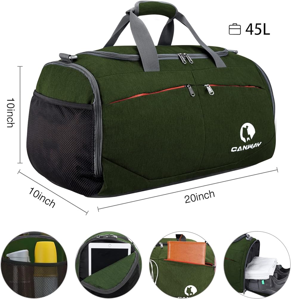 S&Z Sports Gym Bag, Travel Duffel bag with Wet Pocket & Shoes Compartment for men women, 45L, Lightweight - Saiyora&Zubaid