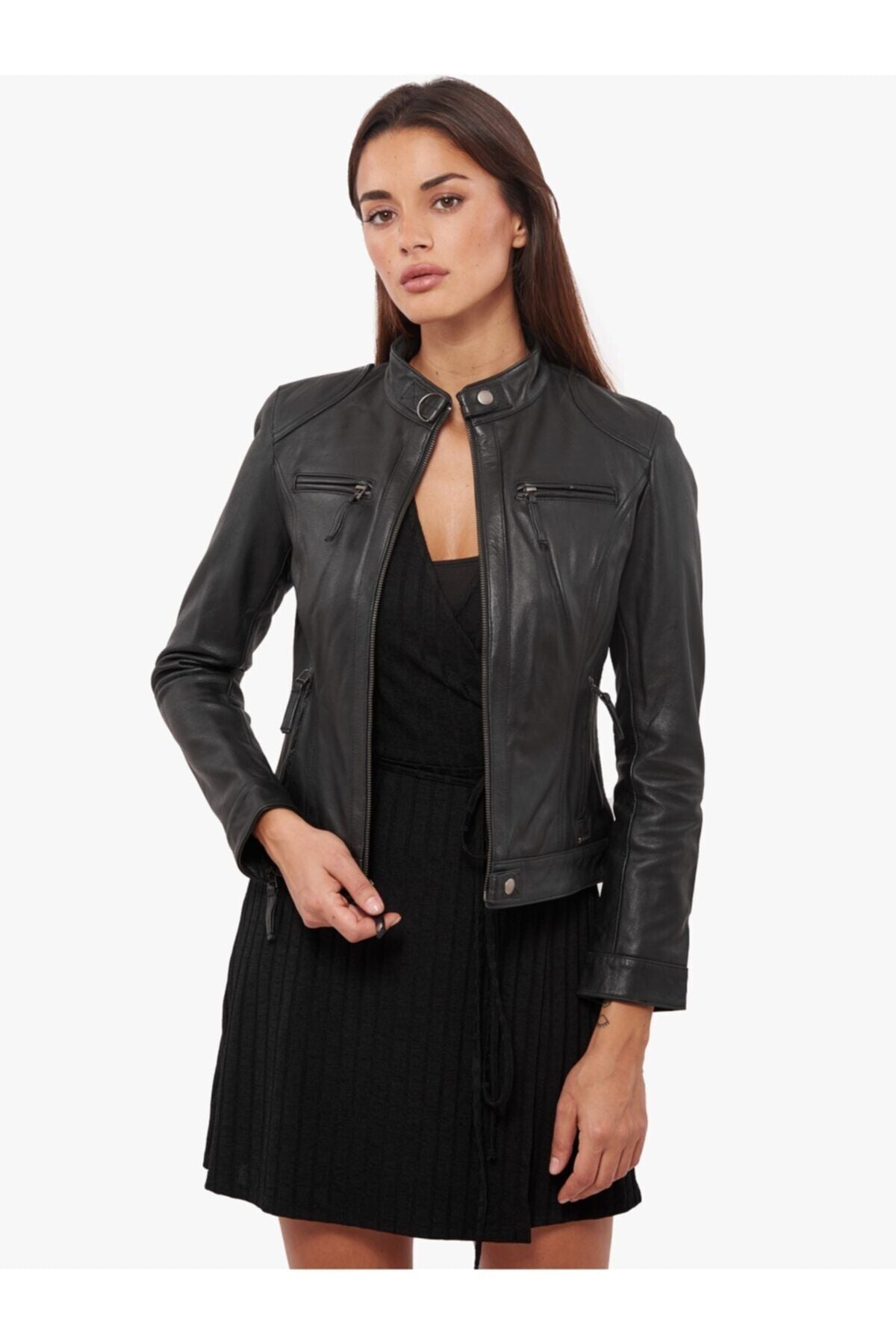 Women's Black Genuine Leather Jacket - Saiyora&Zubaid